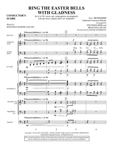 Ring The Easter Bells With Gladness - Full Score
